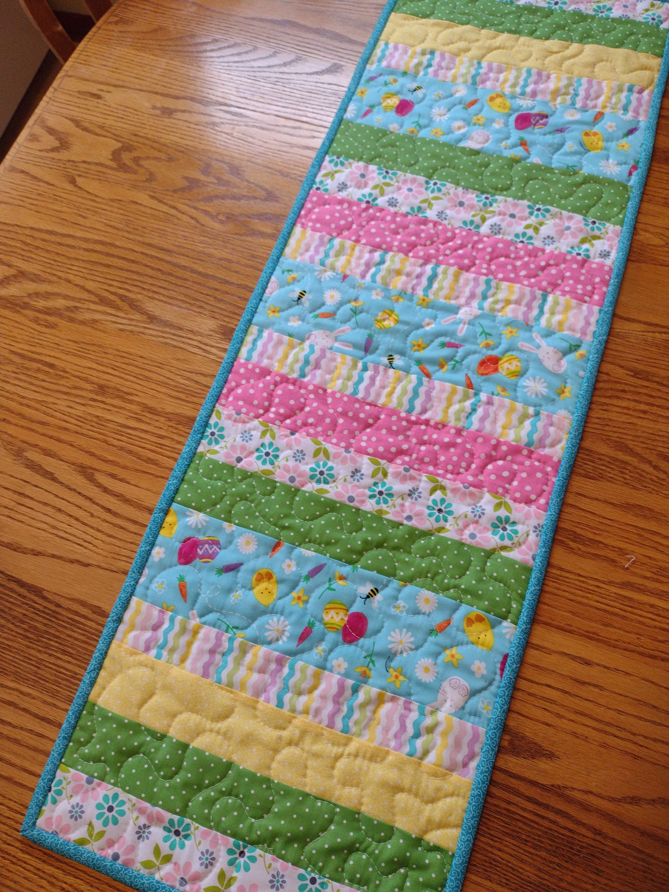 Quilted Table Runner, Easter Spring Butterfly Handmade 13 1/2 X 41 Inches