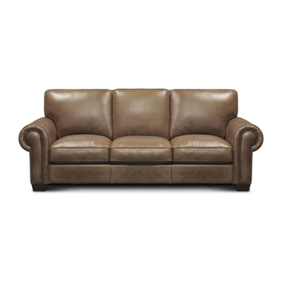 Valencia Top Grain Hand Antiqued Leather Traditional Sofa