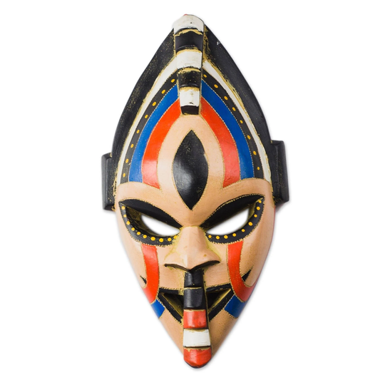 Handmade Adom Color African Wood Mask (Ghana)