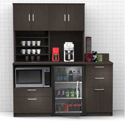 Buffet Sideboard Kitchen Break Room Lunch Coffee Kitchenette Cabinets 3 Pc Espresso - Factory Assembled (Furniture Items Purchase Only)