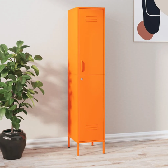 Locker Cabinet Orange 13.8"x18.1"x70.9" Steel