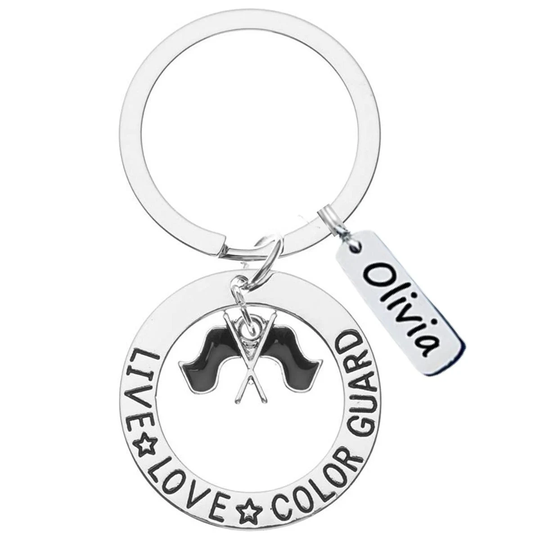 Personalized Color Guard Live Love Keychain, With Engraved Name, Jewelry - Perfect Gifts Teens & Girls