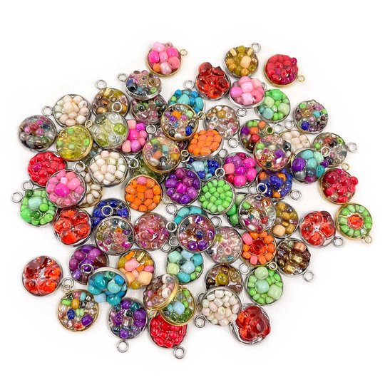 Bulk Assorted Colorful Bead Charms For Jewelry Making - 12mm, Silver, Gold Designer Bracelet Charms, Qty. 10