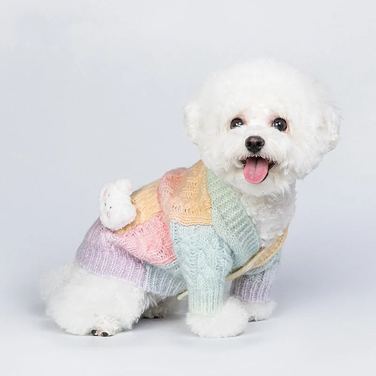 Candy-Colored Knitted Sweater Cardigan, Suitable For Cat & Pup, Warm Comfortable