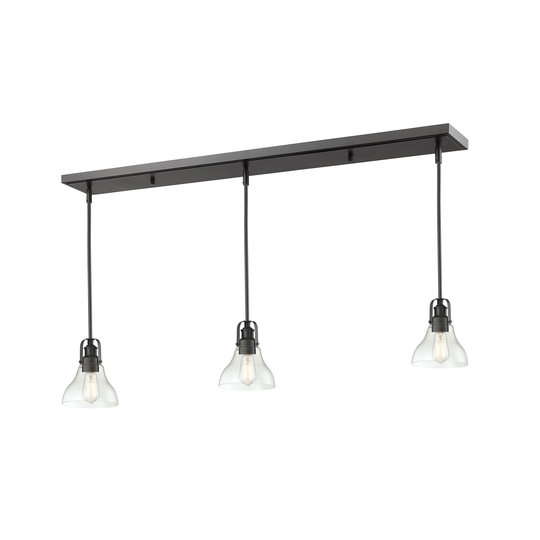 Avery Home Lighting Bronze Finish with Clear Shade - Steel 3-light Island/Billiard Light