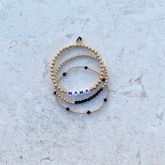 The Zaz Stack Set Of 3 Bracelets Swarovski Crystal & Gold Filled Beaded