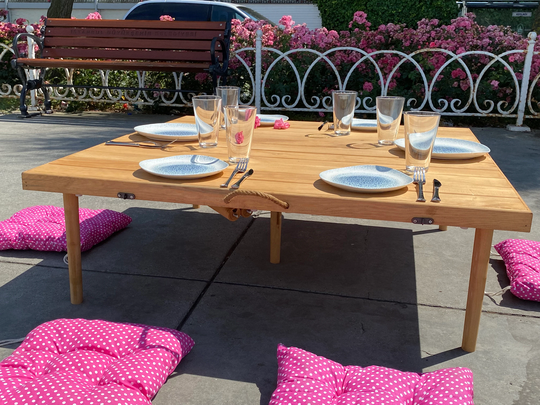 41x41 H 13 Incboho Large Table, Wooden Picnic Camp, Folding Patio Boho Foldable Table