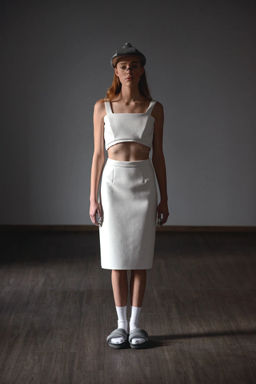 White Skirt- Women Pencil- Knee Simple Skirt For Women- Leather Summer Fashion - Long Clothes