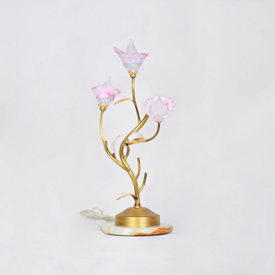 Art Nouveau Pink Table Lamp - Brass Desk For Bedroom Living Room Unique Bedside Lighting