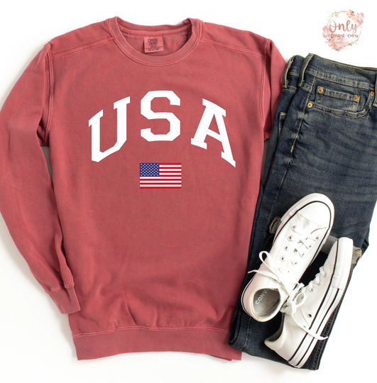 Usa Flag Comfort Colors Sweatshirt, America 4Th Of July, American Camping