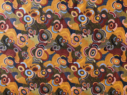 Aboriginal Desert Dreaming Earth Brown Abstract Quilting Cotton Fabric By 1/4 Or 1/2 Yard, Fat Quarter Fabric, Australian Indigenous Art