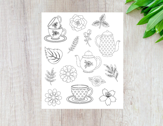 Tea Party Coloring Stickers, Kids Summer Activities, Color Your Own Activity, Crafting, Arts & Crafts For Kids