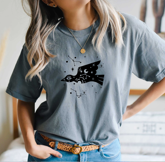 Comfort Colors Yam Celestial Bird Shirt, Top, Animals T-Shirt, Comfy Oversized Boho Shirt