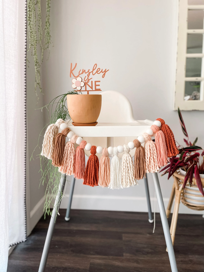 Tassel High Chair Garland - Rust/Peach/Cream