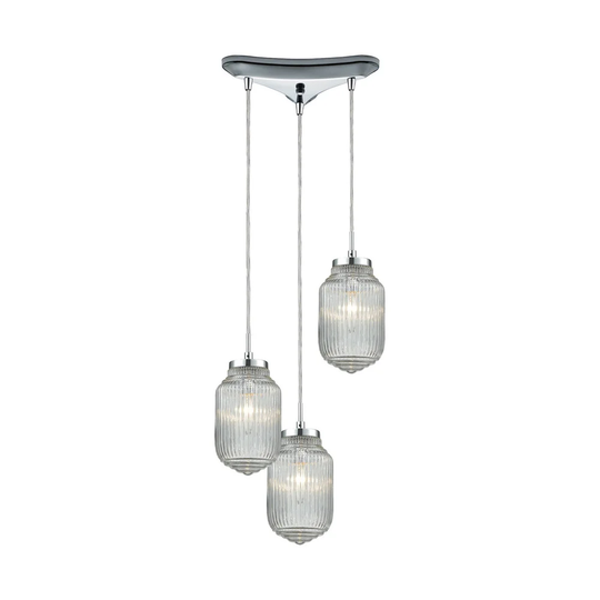 Dubois 3-Light Triangular Canopy Pendant, Polished Chrome