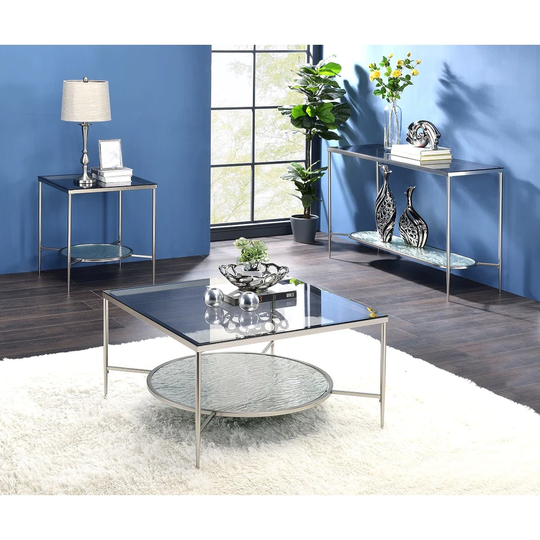 Modern Simple Coffee Table with Metal Frame and 1 Tier Shelf