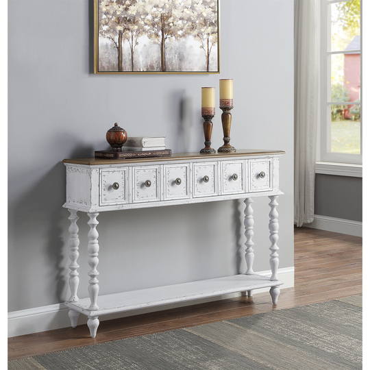 48" Console Table in Antique White Finish
