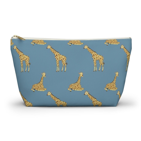 Giraffe Pouch, Pencil Case, Safari Animal Custom Teacher Bridesmaid Cosmetic Bag, Zipper Makeup Accessory Pouch