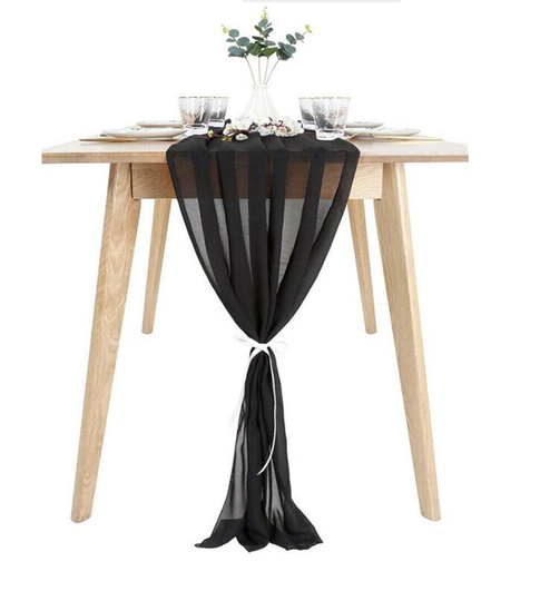 Black Chiffon Table Runner