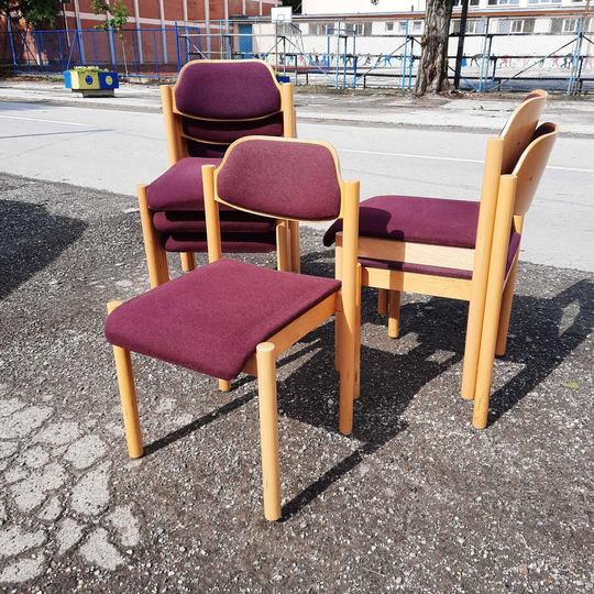 1 Of 6 Vintage Dining Chair, Retro Wooden Space Age Chairs, Mid Century Chair