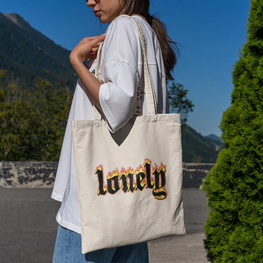 Lonely Flames Tote Bag-Aesthetic Tote Bag, Art Bag, Aesthetic Bag, Artsy Bag, Tumblr Bag, Funny Bag, Lonely Bag