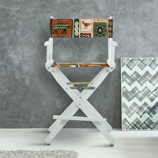 24" Director's Chair White Frame-Congo BongoNatural - 23"W x 19"D x 39.5"H