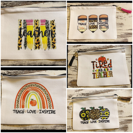Teacher Canvas, Teacher Tote, Pencil Case, Custom Gift, Bag