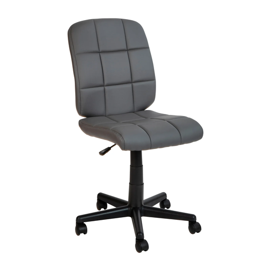 Offex Mid-Back Gray Quilted Vinyl Swivel Task Office Chair - 23"W x 24"D x 34" - 38.75"H