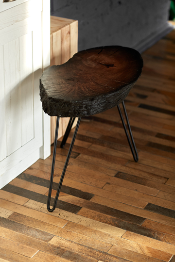 Wood Side Table, Coffee Dark Black Rustic End Modern Table