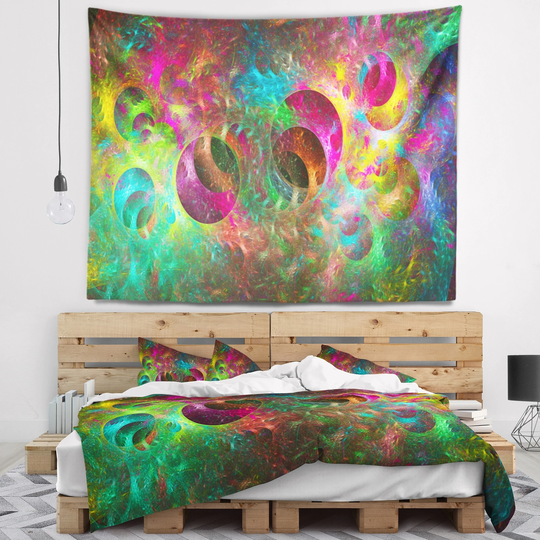 Designart 'Multi Color Fractal Glass Texture' Abstract Wall Tapestry
