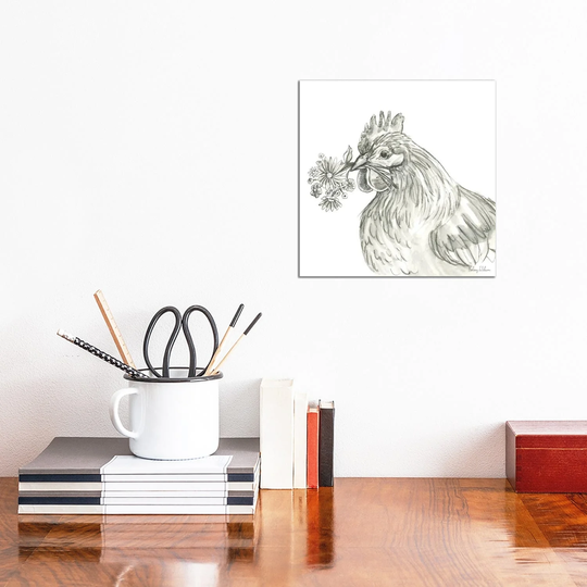 iCanvas "Watercolor Pencil Farm X-Hen" by Kelsey Wilson Canvas Print