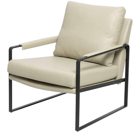 Mid-Century Modern Leather Club Lounge Accent Chair