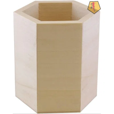 Wooden Pen & Pencil Tub, 3.5", Hexagon