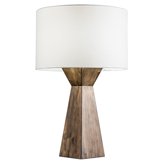 Espresso Geometric Wood Table Lamp W/Natural Jute Shade