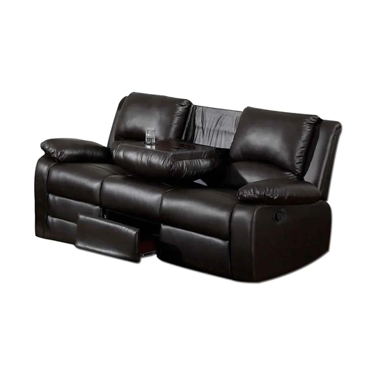 Transitional Leatherette Sofa, Rustic Dark Brown