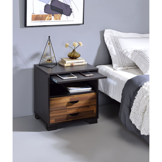 Wood Side Tables Accent Table, Walnut & Espresso Finish