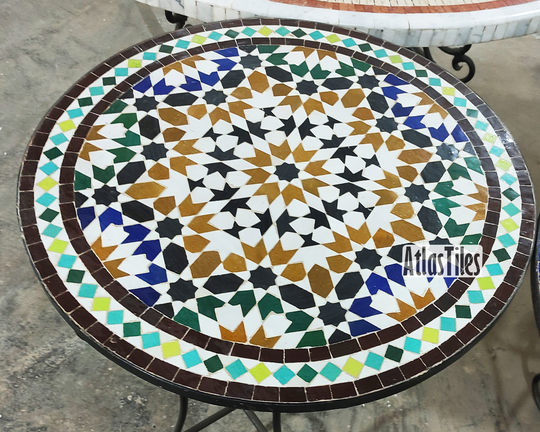 Mosaic Round Table Handmade With Natural Colors L Moroccan Amazing Coffee & Dinner Customizable Designs