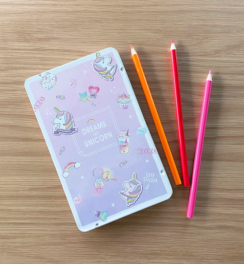 12 Color Pencils with Metal Case - Dreamy Unicorn 1 Set