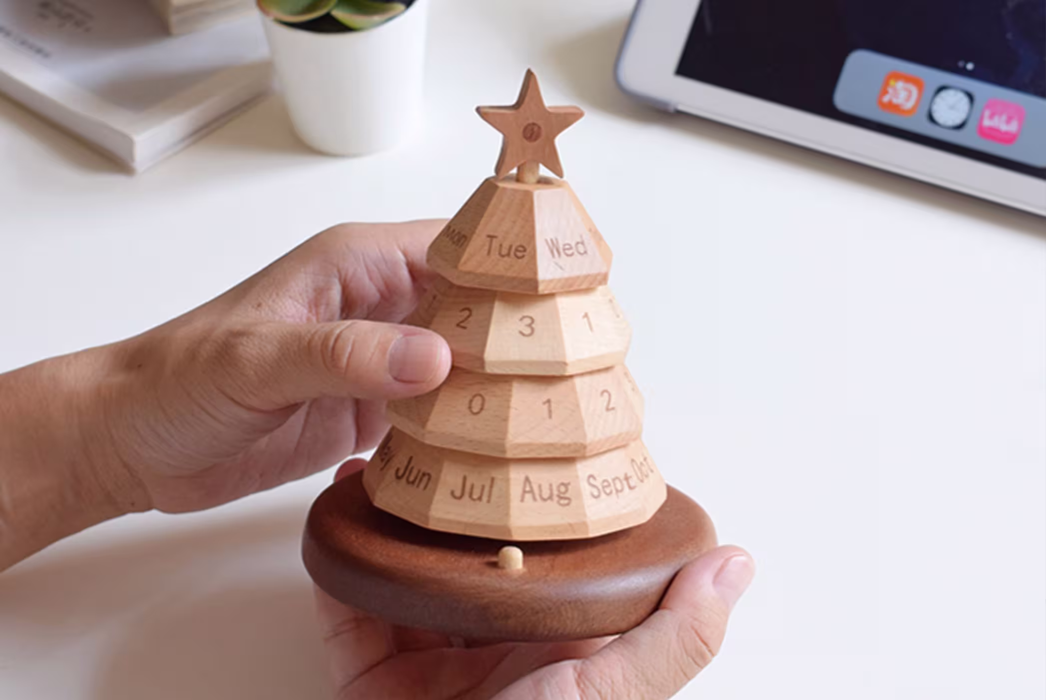 Christmas Wooden Calendar, Christmas Decor, Christmas Gift, Christian Gift, Wooden Calendar, Modern Art Table Calendar, Desk Accessories