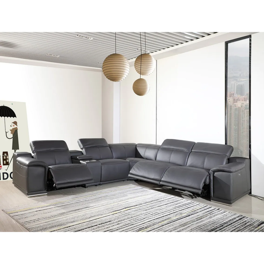 3-Power Reclining 6PC w/ 1-Console Leather Sectional Sofa