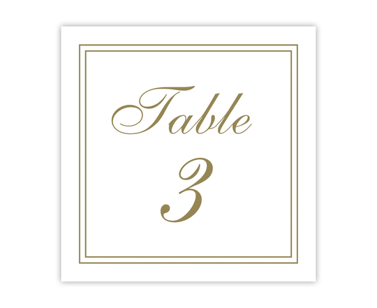 Gold Table Numbers With Border/Formal Wedding Number Cards Printed For Elegant Reception