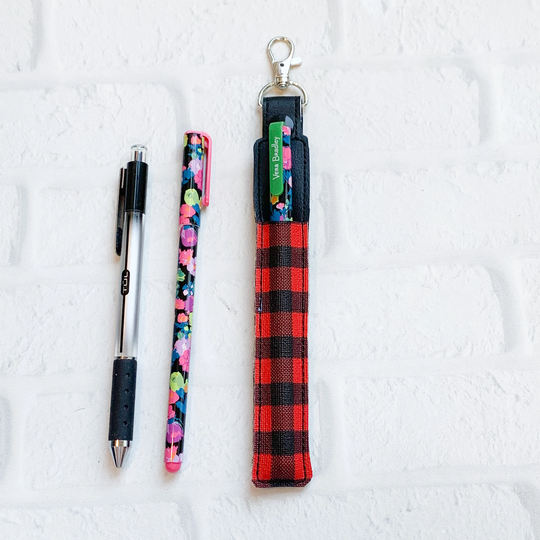 Buffalo Plaid Pen Or Pencil Holder Keychain, Stylus Holder, Pen Keychain Case, Holder, Teacher Nurse Lanyard Gift Idea, Planner