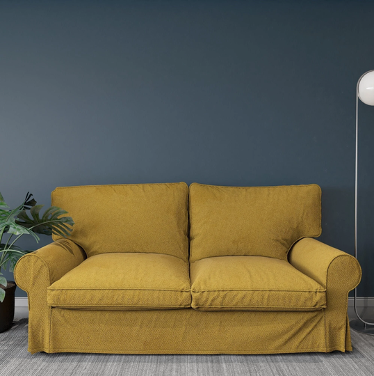 Ektorp 2-Seat Sofa Bed Cover, Handmade Natural Linen Slipcover - Custom Made To Fit Ikea Extorp Pixbo 2 Seater Couch