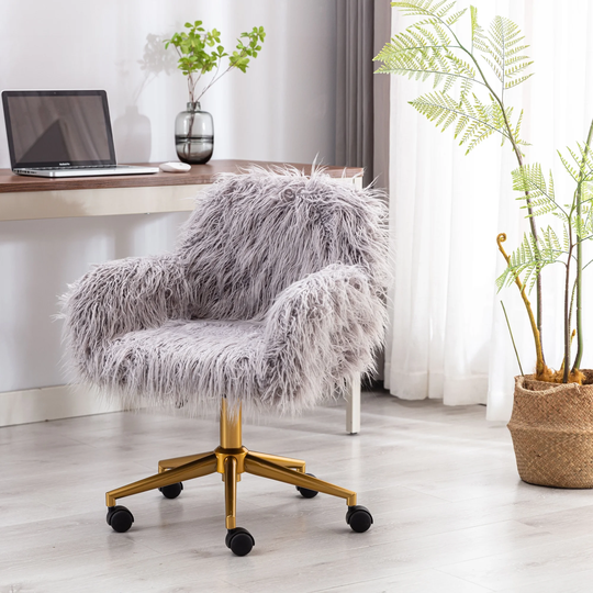 Nestfair Faux Fur Base Adjustable Fluffy Home Office Chair