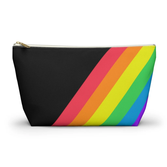 Neon Rainbow Stripe Bag, Cosmetic Pencil Case