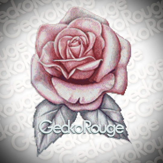 Pink Rose By Emily Luella Art. Modern Cross Stitch Art Kit. 18 Count