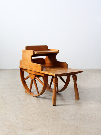 1940S Wagon Wheel Table, Vintage Monterey Style Tiered End Table