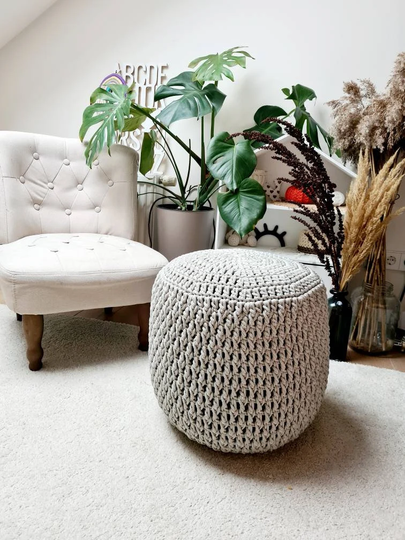 Crochet Pouf, Pouf Ottoman, Pouffe, Chair, Coffee Table, Custom, Nursery Decor, Handmade Gifts, More Colors