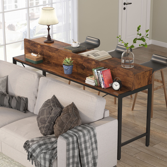 70.9" Long Console Table,Industrial Sofa Table Behind Couch Table with Storage Shelves,Narrow Sofa Console Tables for Entryway