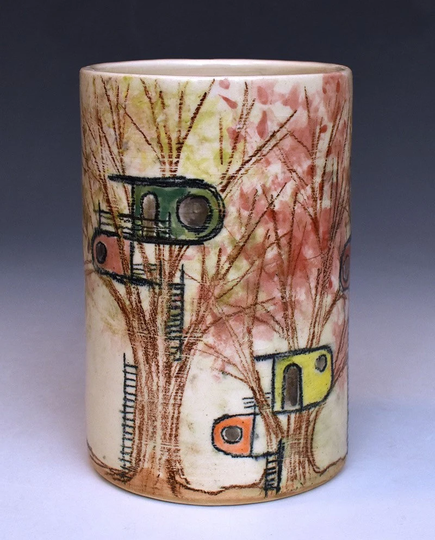 Handmade Ceramic Treehouse Pencil Cup & Utensil Cup